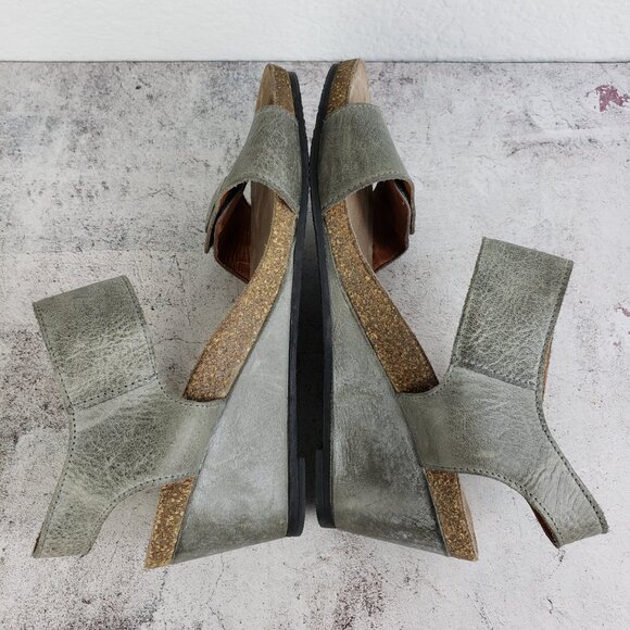 TAOS Carousel 2 Cork Wedge Leather Sandal Gray size 38 US 7/7.5 Lagenlook Boho - Picture 7 of 16